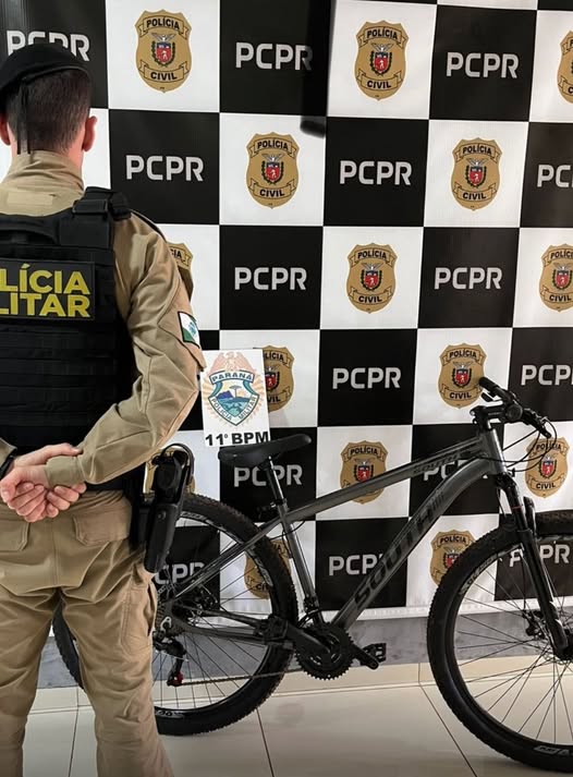 PM DE ENGENHEIRO BELTRÃO RECUPERA BICICLETA AVALIADA EM R$1.500,00 FURTADA DE LOJA E PRENDE AUTOR EM FLAGRANTE APÓS RESISTÊNCIA À ABORDAGEM