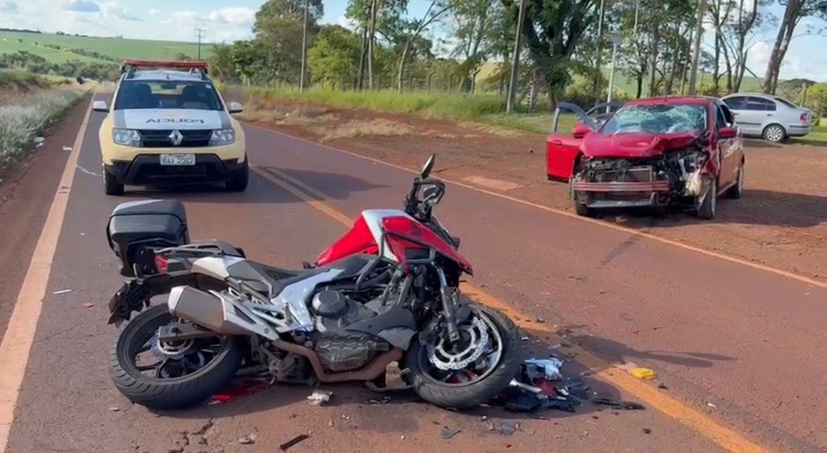 Motociclista fica gravemente ferido em colisão na PR-558, em Campo Mourão