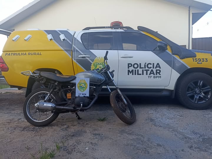 MAMBORÊ: PM apreende moto adulterada após perseguição no Distrito de Guarani