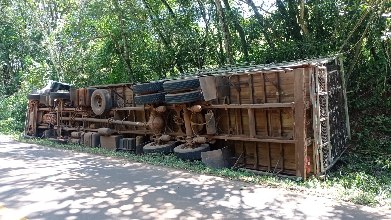 MOTORISTA DE CAMINHÃO FICA FERIDO APÓS TOMBAMENTO NA BR-487 EM IRETAMA